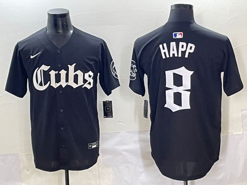 Men 2025 Chicago Cubs #8 Happ Black Five generations Joint Name Nike MLB Jersey style 1->chicago cubs->MLB Jersey